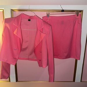 Pink blazer and skirt set